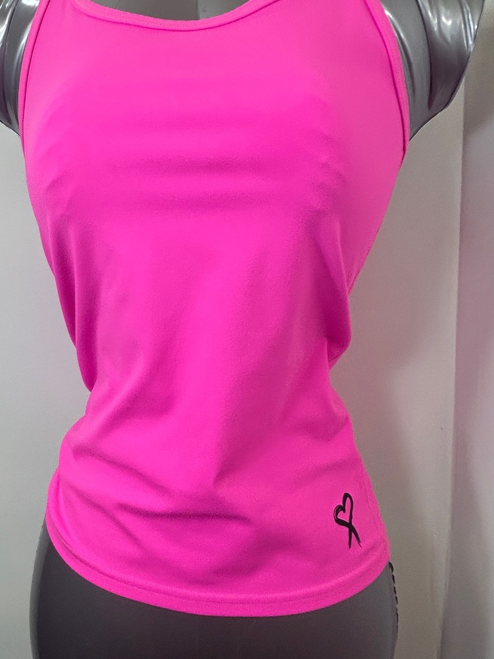 Fleo Bright Hot Pink Athletic Tank Top with Heart Logo